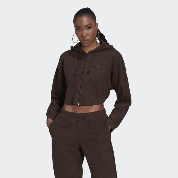 hnedá Mikina s kapucňou Crop Full-Zip Loungewear