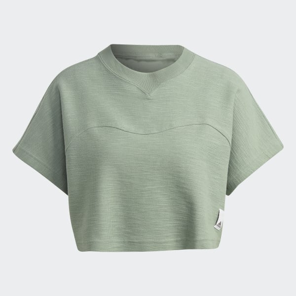 สีเขียว เสื้อครอปผ้าเทอร์รีย์ลูป Lounge
