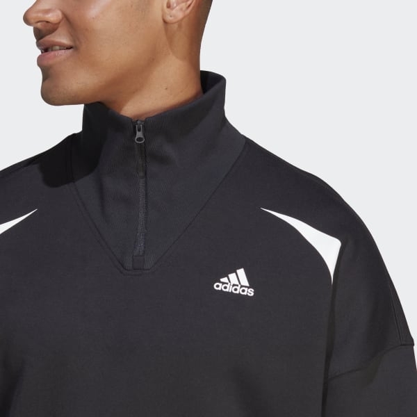Nero Felpa Colorblock Quarter Zip