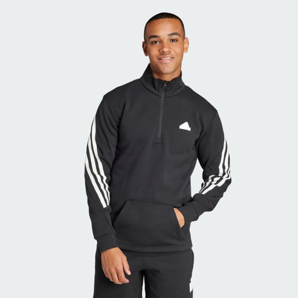 adidas Future Icons 3 Stripes Half Zip Sweatshirt Black adidas Australia