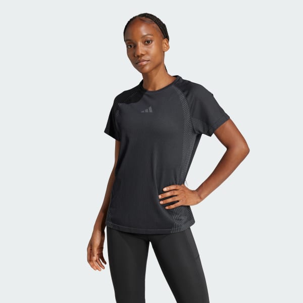 Svart Seamless Knitted T-shirt