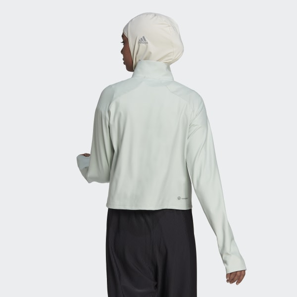 Zielony Hyperglam Cut 3-Stripes 1/4-Zip Tee TM302