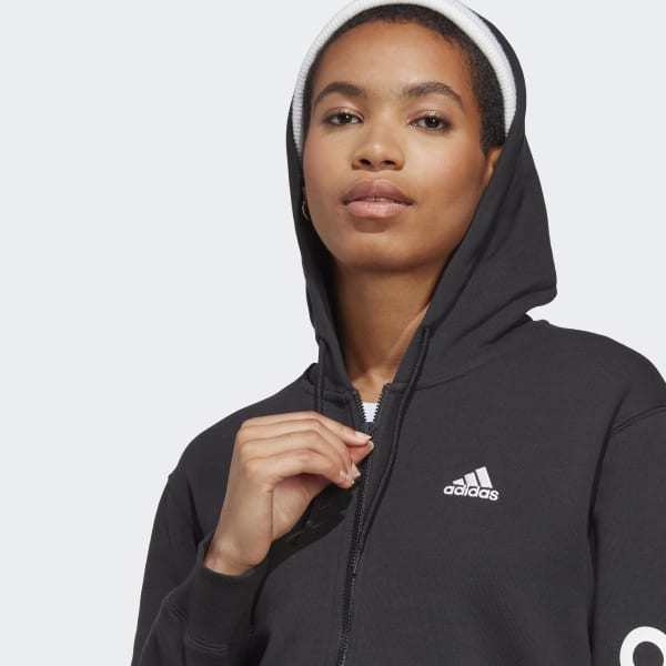 Full-Zip Black Women\'s adidas - US Linear Terry Hoodie | adidas Essentials | Lifestyle French