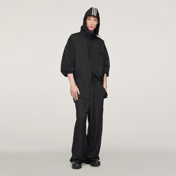 Black Y-3 Refined Wool Hooded Top 3-Stripes