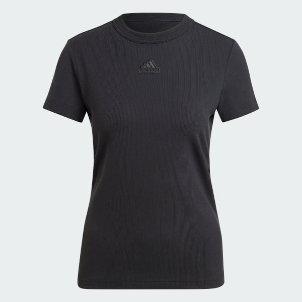 Black Ribbed Fitted Tee (Maternity)