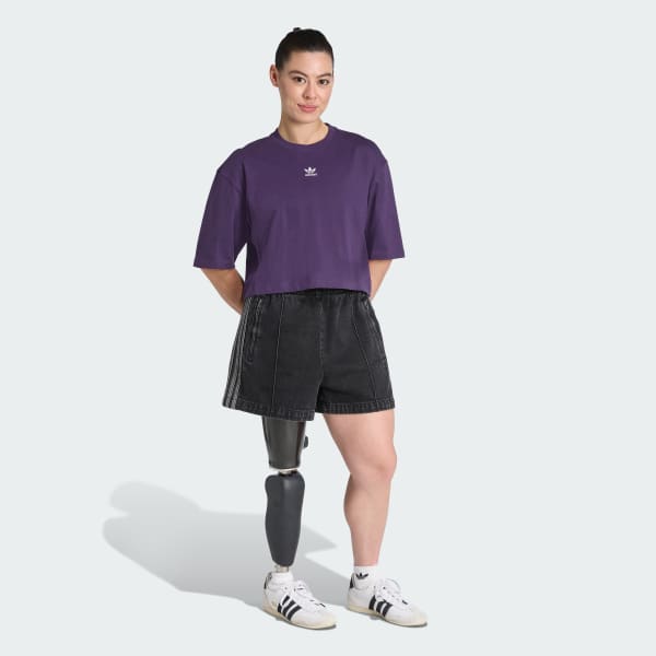 Roxo Camiseta Cropped Essentials