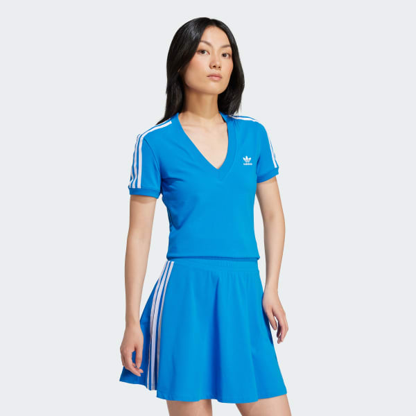 Blue 3-Stripes V-Neck Slim Tee