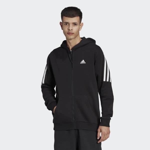 Sort Future Icons 3-Stripes Fleece Full-Zip hættetrøje RK469