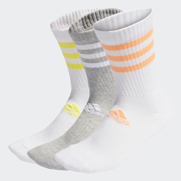 Blanco Calcetines Clásicos Acolchados 3 Franjas 3 Pares (UNISEX)