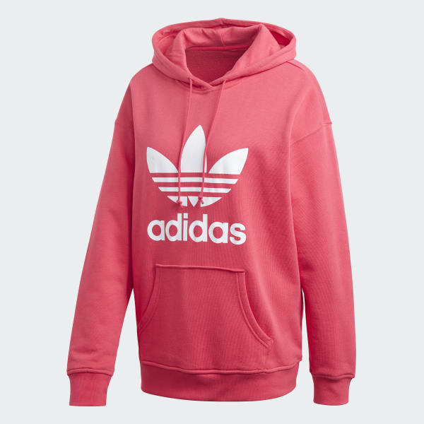 adidas pink trefoil hoodie women's