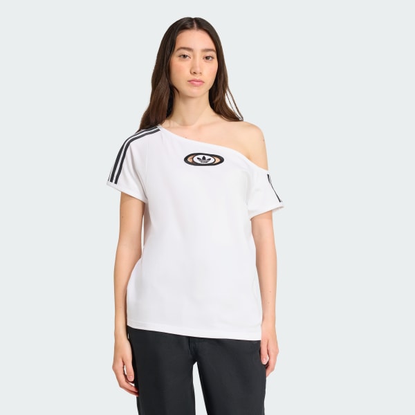 bílá adidas Originals Campus 2000 Off Shoulder T-Shirt