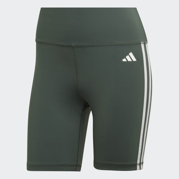 Grun Training Essentials 3-Streifen High-Waisted kurze Leggings