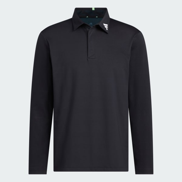 Đen Áo Polo Dài Tay Jacquard