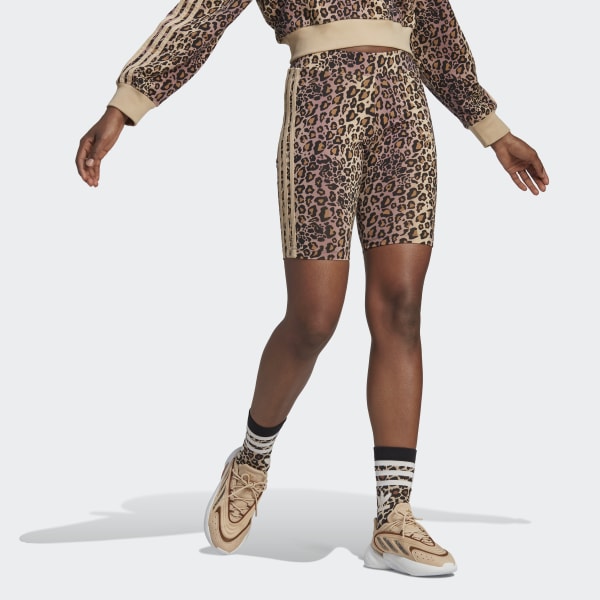 adidas Originals Leopard Luxe legging shorts in all over black leopard print