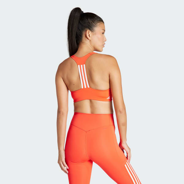 Orange Powerimpact Training Medium-Support 3-Stripes Bra