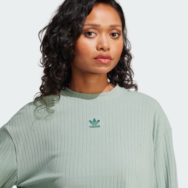 【ADIDAS】WIDE RIB LONG SLEEVE TEE ★早期完売★ adidas Essentials Wide Rib Long Sleeve Tee - Green | Free