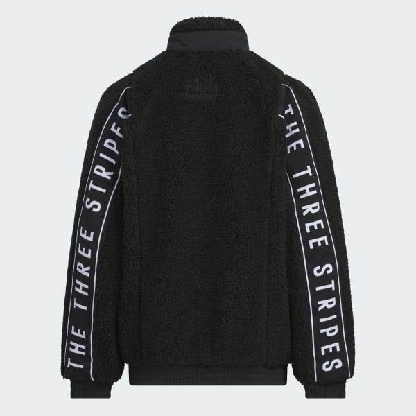 ブラック キッズ ワーディングパック ルーズフィット ボア フルジップジャケット