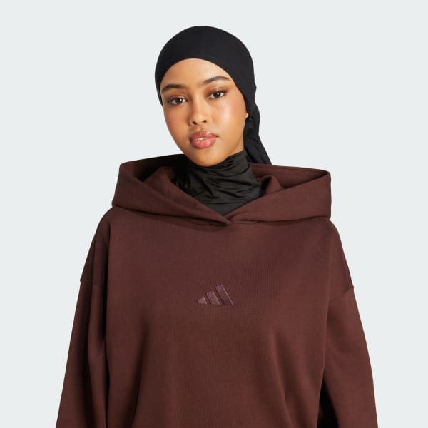adidas ALL SZN Fleece Loose Hoodie - Brown | Free Shipping with