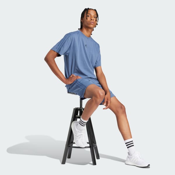 Azul Playera ALL SZN 3 Franjas Garment Wash
