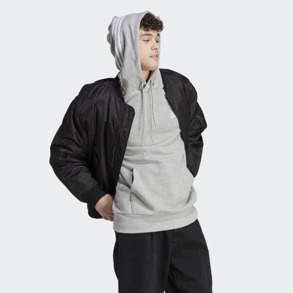 Grey Essentials French Terry 3-Stripes Hoodie