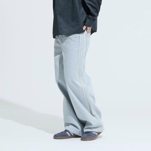 ブルー 90s オルタナティブ スポーツ ワイドレッグ スケーター ジーンズ