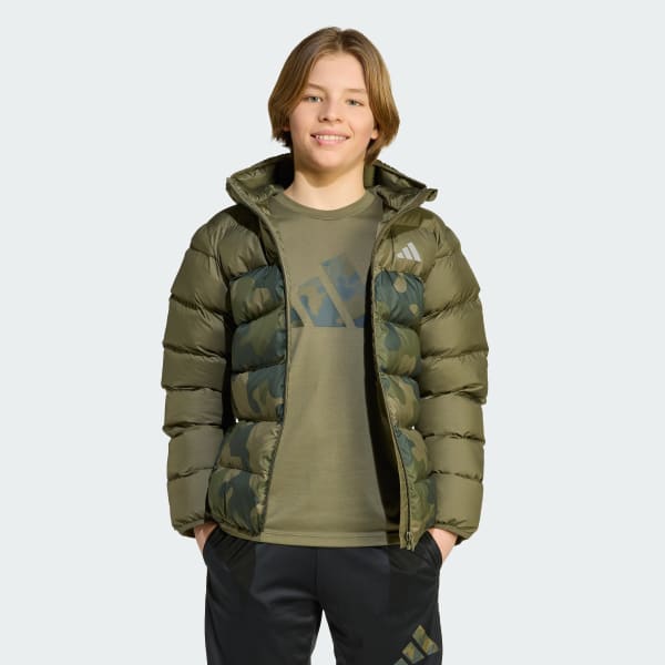 Yesil Sentetik Dolgulu Desenli Çocuk Montu