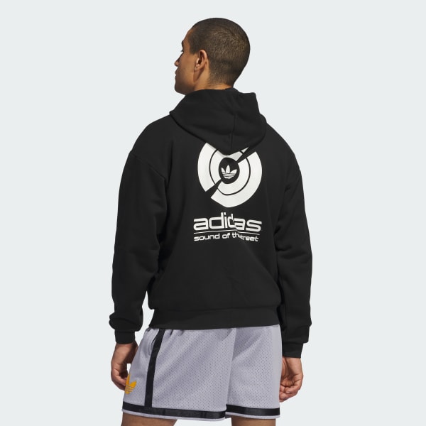 Negro Sudadera con Gorro Estampado (Unisex)