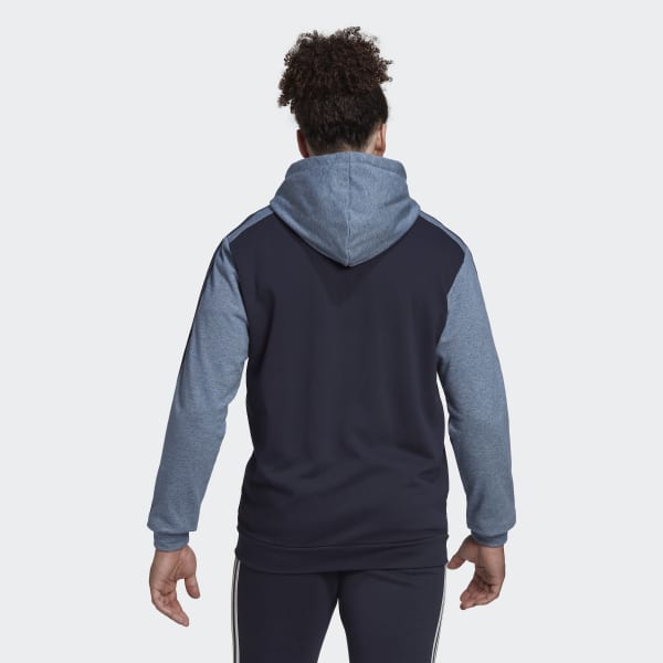French adidas Full-Zip Men\'s Blue - US Mélange Hoodie Essentials | | Terry Lifestyle adidas