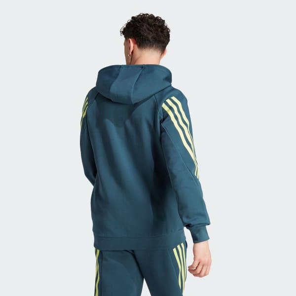 Turquoise Future Icons 3-Stripes Full-Zip Hoodie