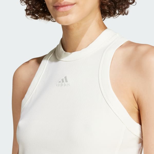 Adidas crop tank white on sale