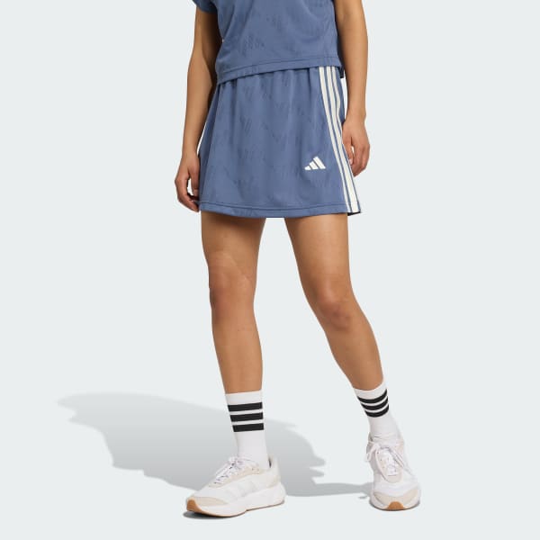 Blau Stadium 3-Streifen Tennis inspirierter Jacquard-Rock mit Short