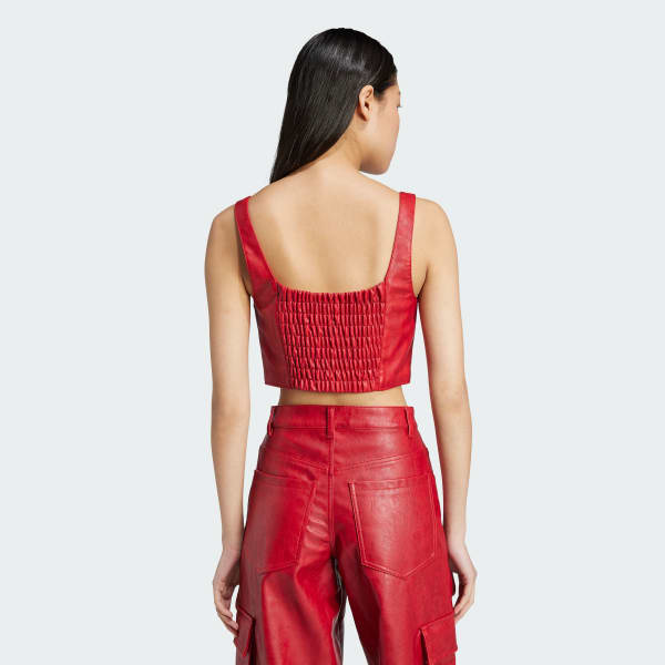 Red Adilenium Season 3 Vintage Faux Leather Top