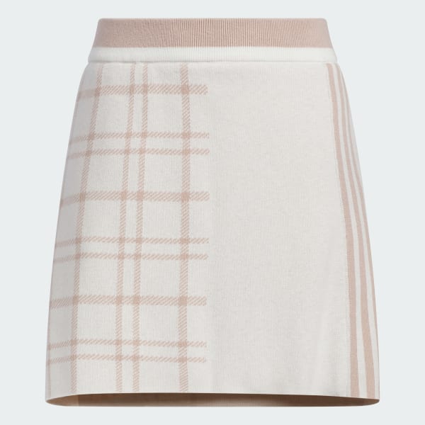 White 풀 패션 3-스트라이프 및 체크 스커트