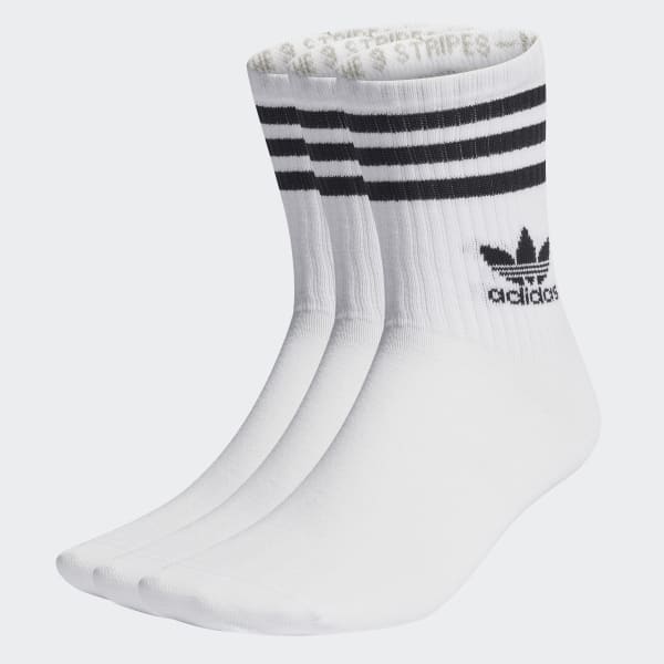 adidas Mid Cut Crew Socks 3 Pairs White adidas Thailand