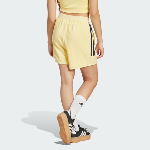 สีเหลือง กางเกงขาสั้นผ้าแจ็คการ์ด Tiro Cut 3-Stripes