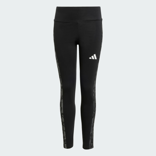 Svart adidas Girls Animal 3-Stripes Single Jersey Leggings Kids