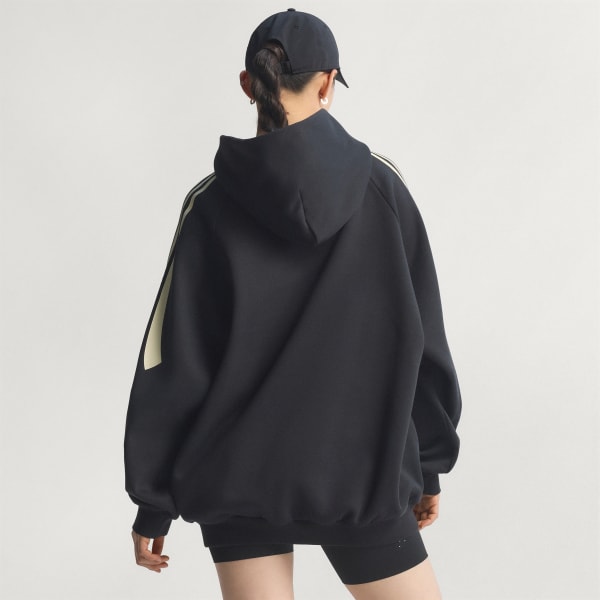 Black adidas Basketball 3-Stripes Fleece 후디(젠더 뉴트럴)