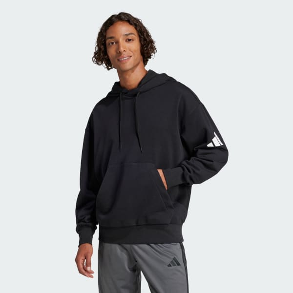 Schwarz Essentials Loose-Fit 3-Streifen Logo French Terry Hoodie