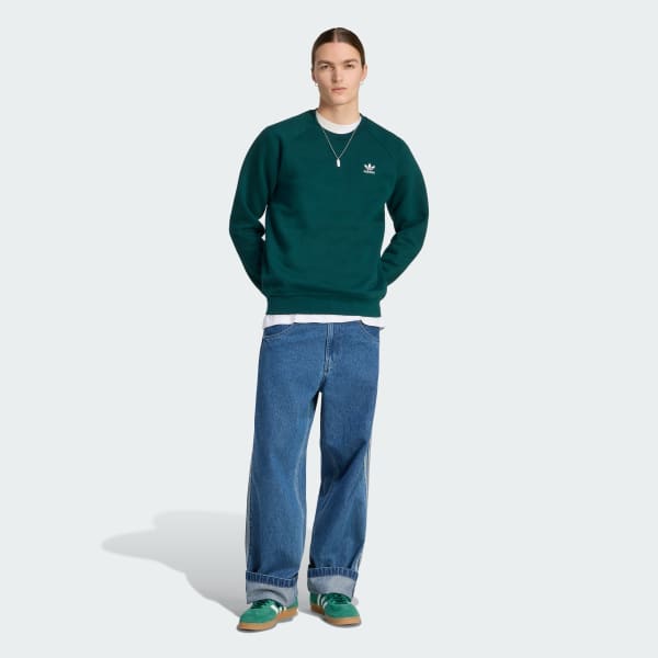 Green ESSENTIAL REGULAR FLEECE CREWNECK Sweatshirt