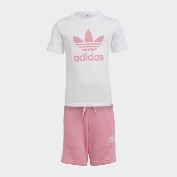 Branco Conjunto Shorts Camiseta Adicolor