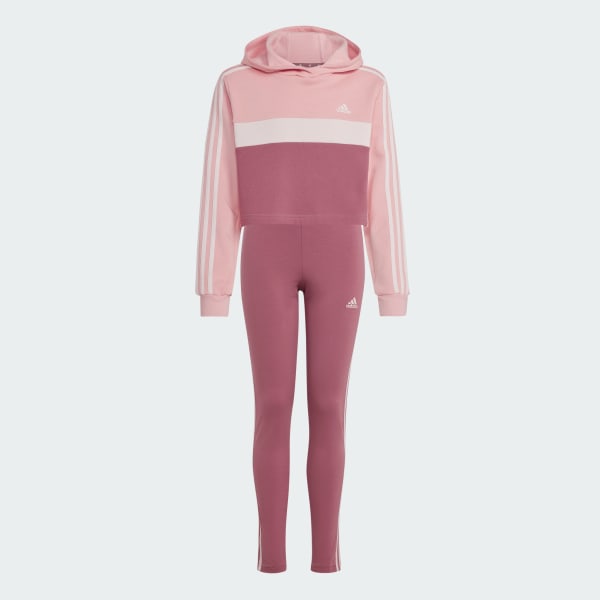 Pink Tiberio 3-Stripes Colorblock Fleece Leggings Set Kids