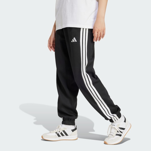 Negro Pantalón Essentials Fleece 3 Tiras Corte Holgado