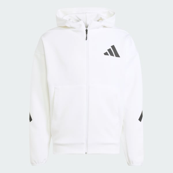 adidas Z.N.E. Full-Zip Hooded Track Jacket - White | Free