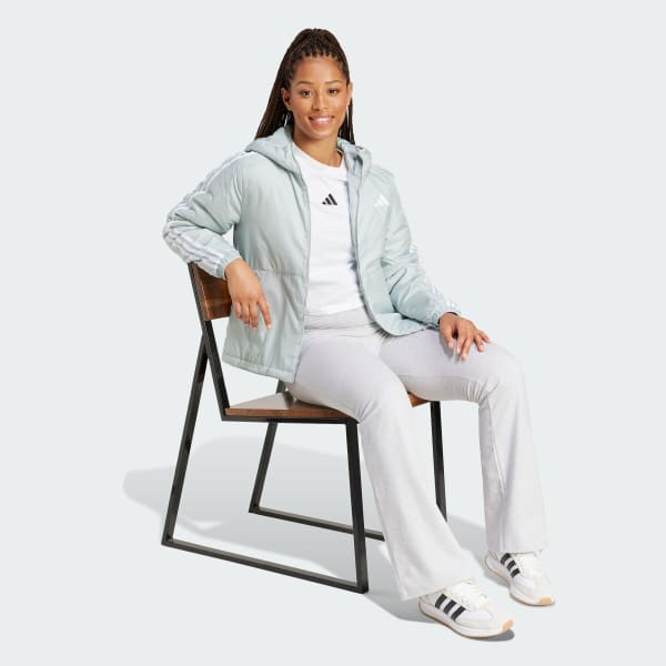 Cinza Jaqueta Capuz Isolamento Essentials Três Listras