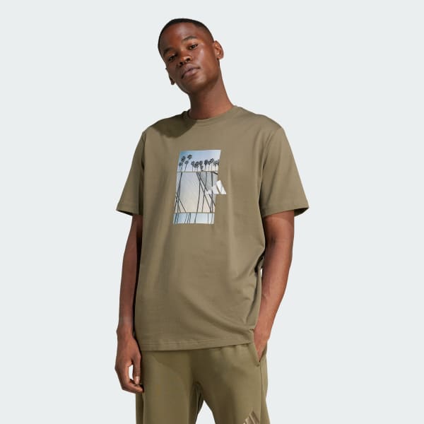 สีเขียว เสื้อยืดพิมพ์ลาย Lens Elevated