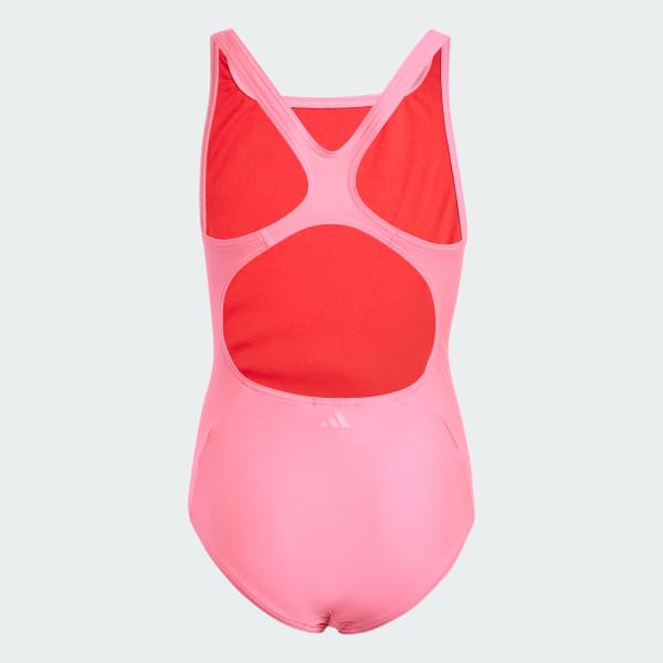 Pink Performance Big Bars Swimsuit Kids
