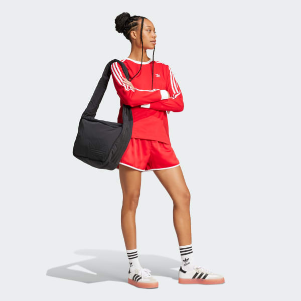 Vermelho Camiseta Manga Longa Adicolor Três Listras Regular