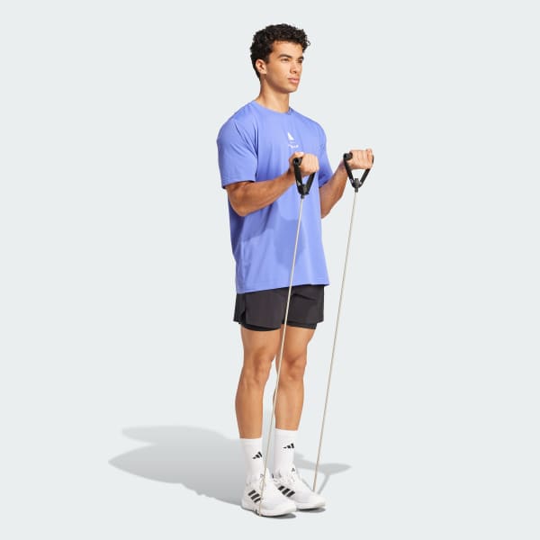 ブルー Les Mills プログラム グラフィック半袖Tシャツ