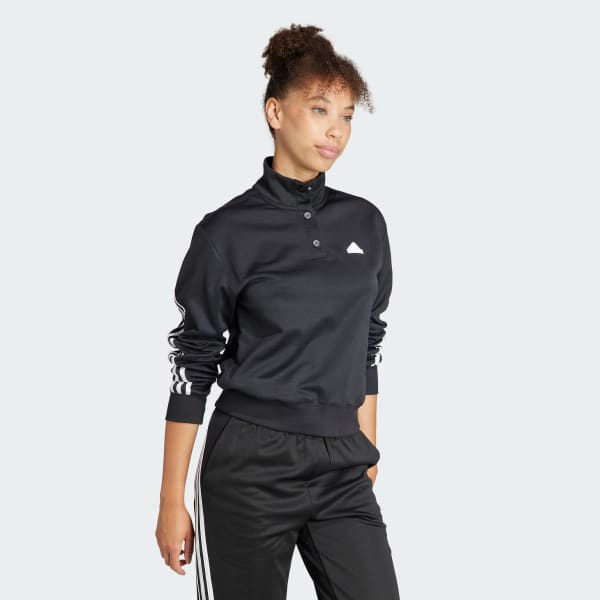 adidas Iconic Wrapping 3-Stripes Snap Track Top - Black