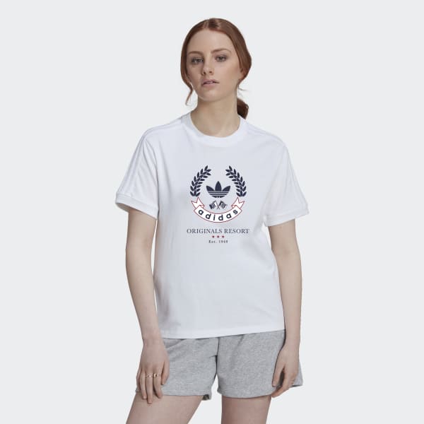 Branco T-shirt com Emblema